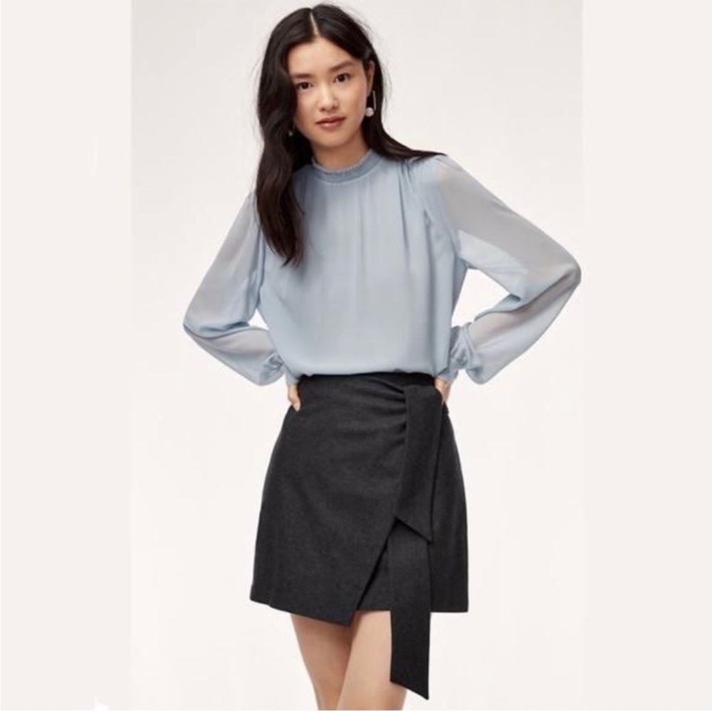 Aritzia Wilfred wool front wrap dark grey skirt. Size 2.